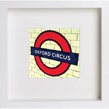 London Underground Oxford Circus 226 in White frame, premium wall art print