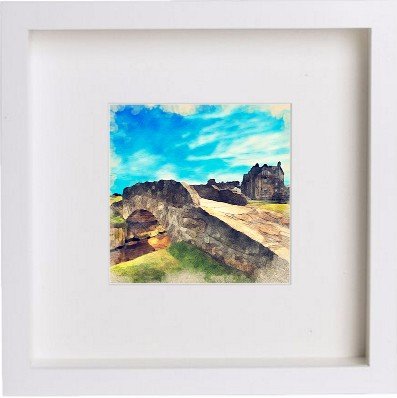 Golf St Andrews Old Course Swilken Bridge 78 in White frame, premium wall art print