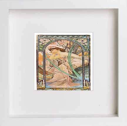 Vintage Poster Alphonse Mucha Reverie Du Soirevening Reverie 1899 in White frame, premium wall art print