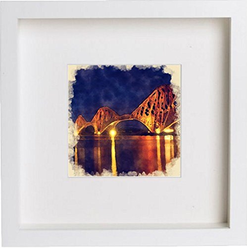 Edinburgh Forth Road Bridge 0026 in White frame, premium wall art print