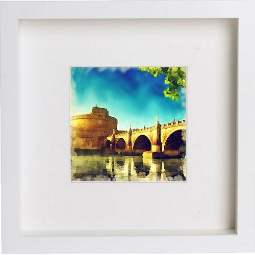 Rome Collection Castel Sant Angelo 179 in White frame, premium wall art print