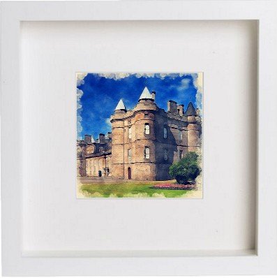 Edinburgh Palace Of Holyrood 0030 in White frame, premium wall art print