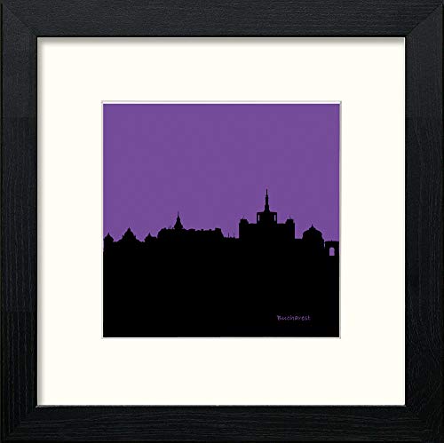 Bucharest Silhouette in Black Wood frame, premium wall art print