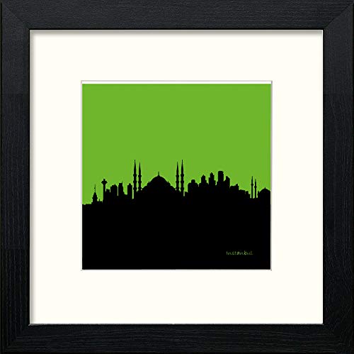 Instanbul Silhouette in Black Wood frame, premium wall art print