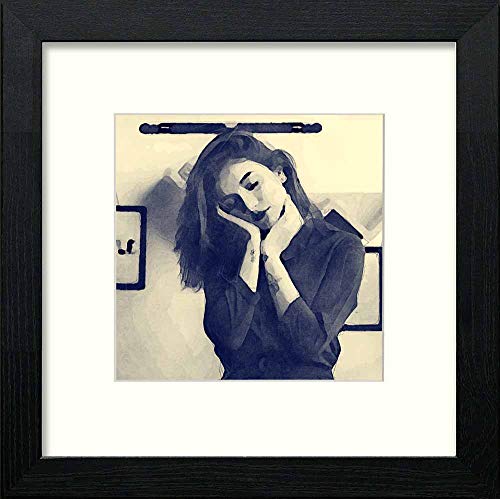Vintage Charcoal Beauty in Black Wood frame, premium wall art print