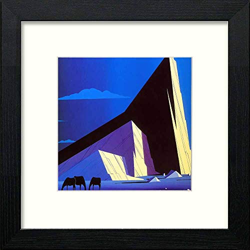 Vintage Grazing At Sunset in Black Wood frame, premium wall art print