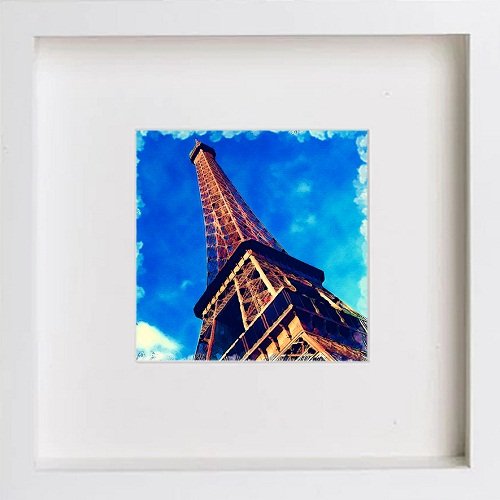 Paris Collection The Eiffel Tower 165 in White frame, premium wall art print