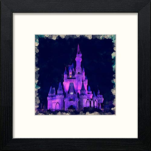 Disney World Castle in Black Wood frame, premium wall art print