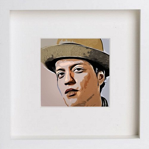 Bruno Mars 0013 in White frame, premium wall art print