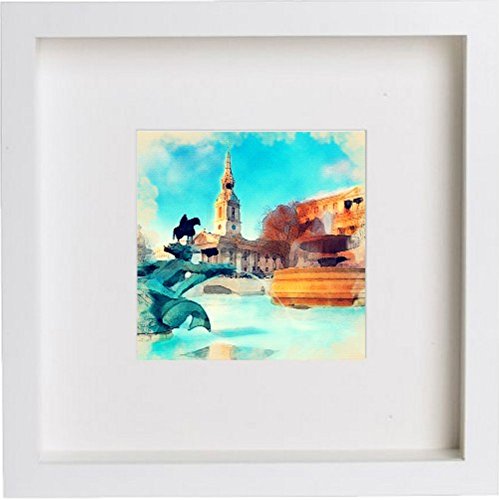 London Trafalgar Square 122 in White frame, premium wall art print