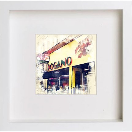 Glasgow Rogano 0218 in White frame, premium wall art print
