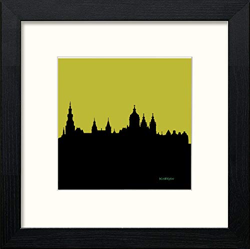 Krakow Silhouette in Black Wood frame, premium wall art print