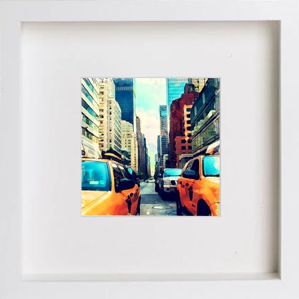 New York City Collection Yellow Cabs 160 in White frame, premium wall art print