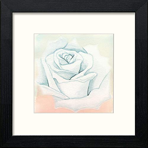 White Rose in Black Wood frame, premium wall art print