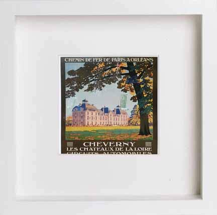 Vintage Poster France Cheverny (chemin De Fer De Paris A Orleans) Les in White frame, premium wall art print
