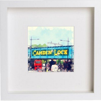 London Camden Lock Market 103 in White frame, premium wall art print