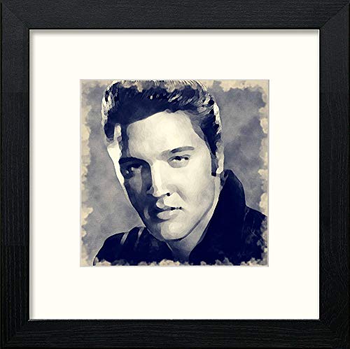 Elvis in Black Wood frame, premium wall art print