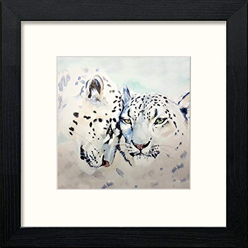 Snow Leopard in Black Wood frame, premium wall art print
