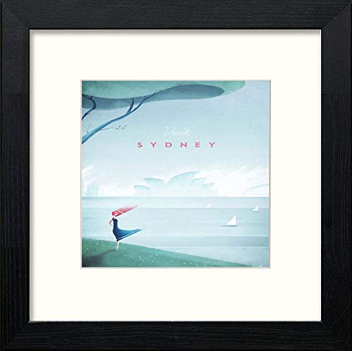 Vintage Poster Sydney in Black Wood frame, premium wall art print