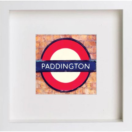London Underground Paddington 227 in White frame, premium wall art print
