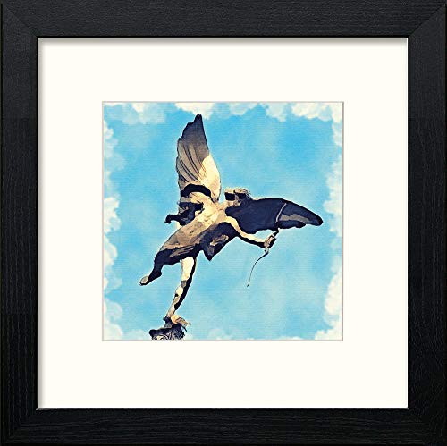 London The Shaftesbury Memorial Fountain Eros in Black Wood frame, premium wall art print