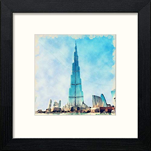 Burj Khalifa in Black Wood frame, premium wall art print