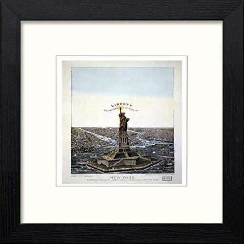 Vintage Poster New York Bartholdi Statue Of Liberty in Black Wood frame, premium wall art print