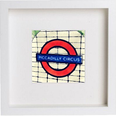 London The London Underground Sign 2 113 in White frame, premium wall art print