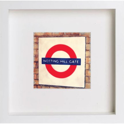 London Underground Nottinghill 225 in White frame, premium wall art print