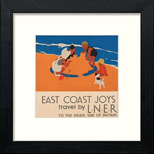 Vintage LNER East Coast Joys Poster Safe Sands in Black Wood frame, premium wall art print