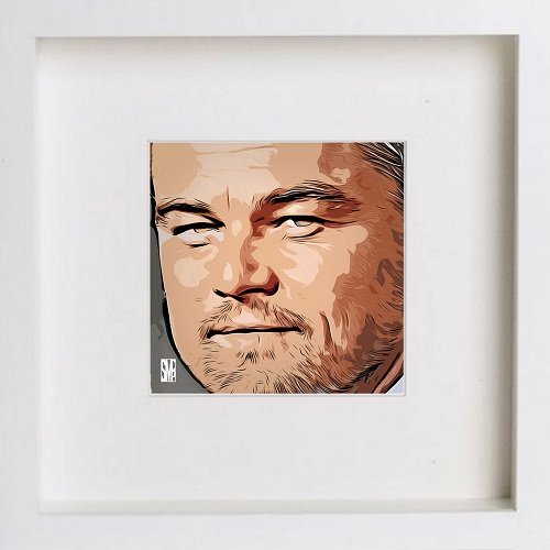 Leonardo Dicaprio 97 in White frame, premium wall art print