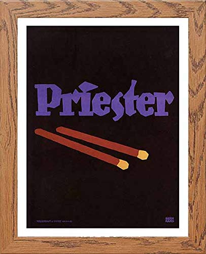 Vintage Poster Priester Advertising Poster For Match Company in Wood frame, premium wall art print