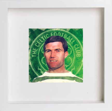 Glasgow Celtic Bertie Auld 0301 in White frame, premium wall art print