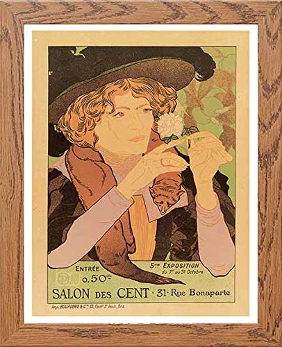 Vintage Poster Salon Des Cent Exposition in Wood frame, premium wall art print