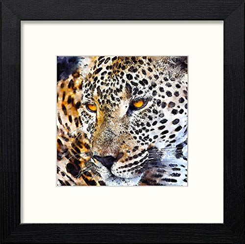 Leopard in Black Wood frame, premium wall art print