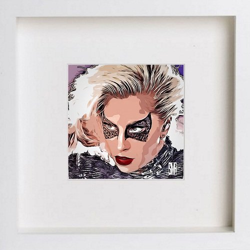 Lady Gaga 94 in White frame, premium wall art print