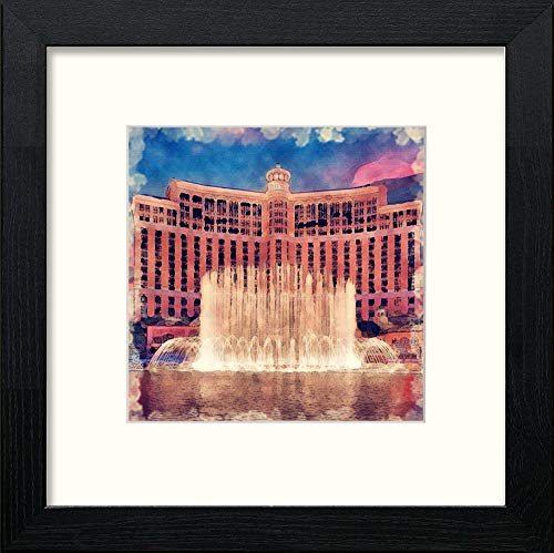 Bellagio Hotel Las Vegas in Black Wood frame, premium wall art print