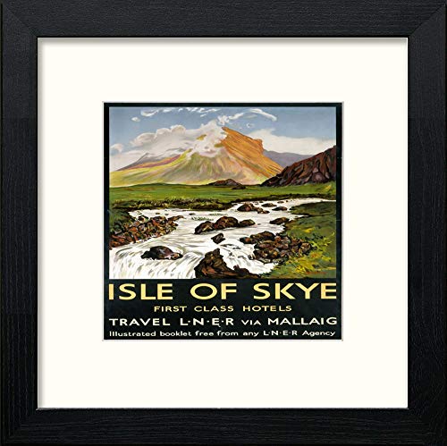 Vintage Isle Of Skye Poster in Black Wood frame, premium wall art print