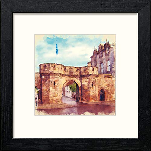 Golf St Andrews West Port in Black Wood frame, premium wall art print