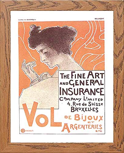 Vintage Poster The Fine Art And General Insurance Company Limited in Wood frame, premium wall art print