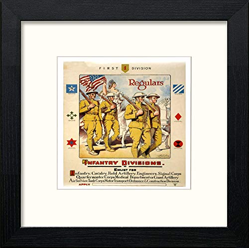Vintage Poster First Division in Black Wood frame, premium wall art print