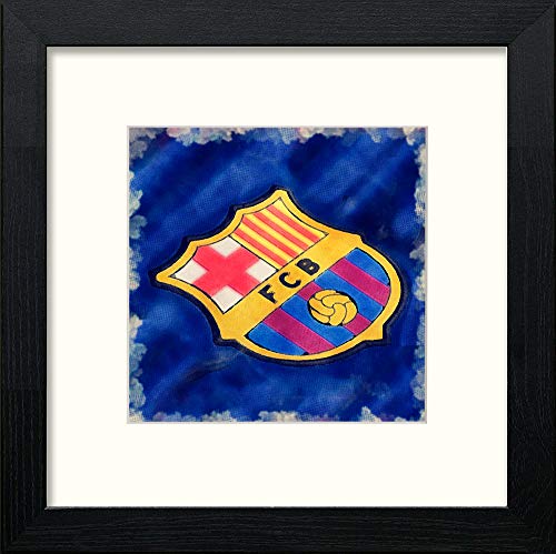 Barcelona FC Badge in Black Wood frame, premium wall art print