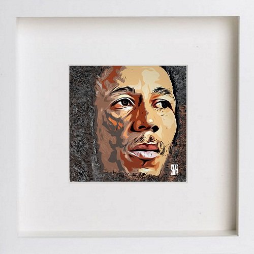 Bob Marley 0012 in White frame, premium wall art print