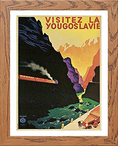 Vintage Poster Yugoslavia Vintage Travel in Wood frame, premium wall art print