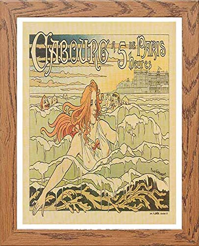 Vintage Poster Cabourg A 5 Heures De Paris in Wood frame, premium wall art print