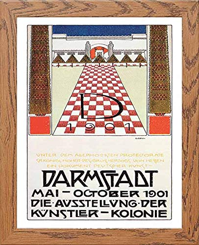 Vintage Poster Kunst Darmstadt Exhibition Postera in Wood frame, premium wall art print