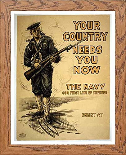Vintage Poster Your Country Needs You Now in Wood frame, premium wall art print