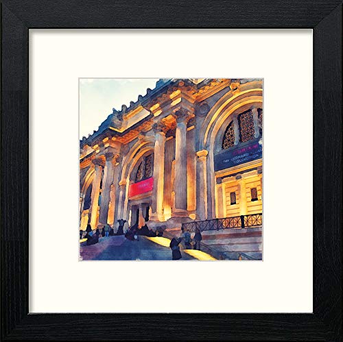 New York Metropolitan Museum in Black Wood frame, premium wall art print