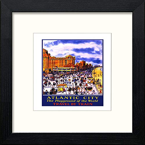 Vintage Poster Atlantic City 2 in Black Wood frame, premium wall art print