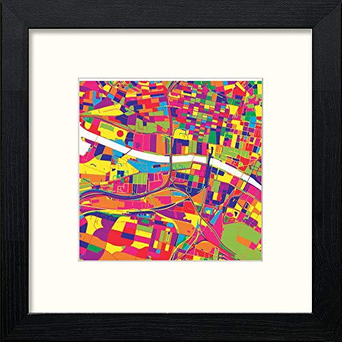 Glasgow Map in Black Wood frame, premium wall art print